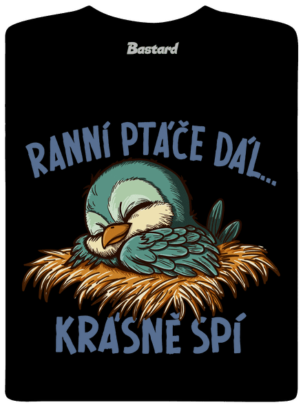 Ranní ptáče spí pánské dlouhý rukáv Black