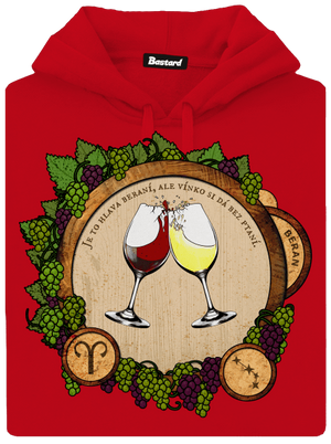 Vinný horoskop: Beran pánská mikina klokanka Red