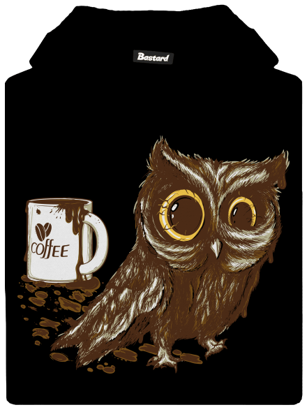 Sova na kofeinu dětská mikina klokanka Black