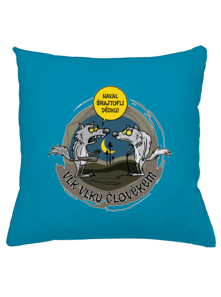 Vlk vlku člověkem polštář Blue Turquoise