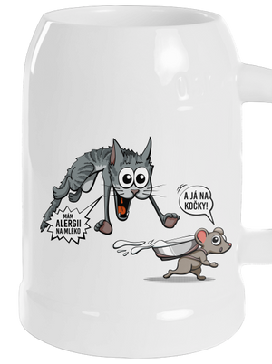 Alergická kočka a myš půllitr White