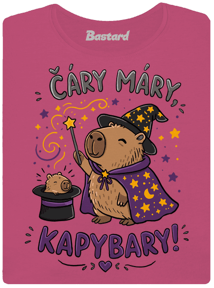 Čáry máry kapybary dámské tričko s lemem Magenta