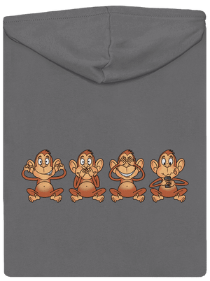 Opička s mobilem dámská mikina na zip Steel Gray