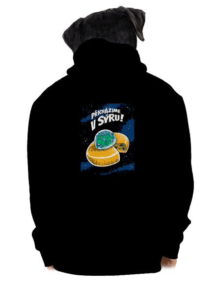 Přicházíme v sýru pánská mikina na zip Black