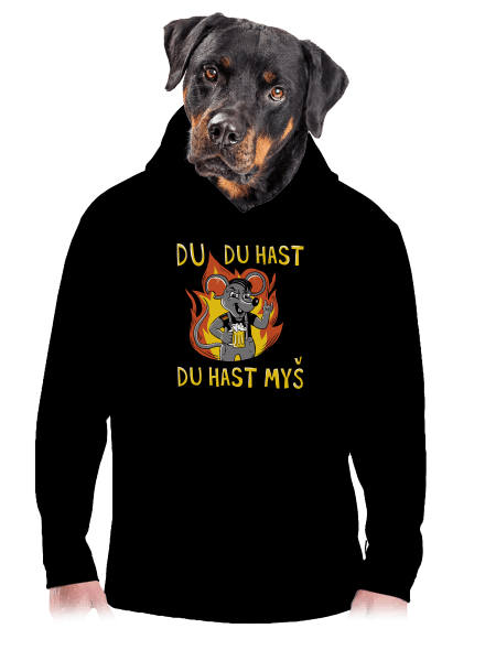 Du hast myš pánská mikina klokanka Black