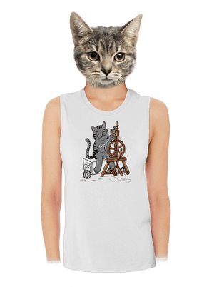 Kočka přede dámské tílko volné White