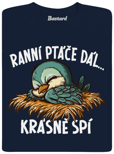 Ranní ptáče spí pánské tričko Navy