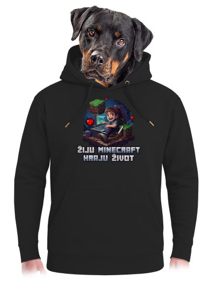 Žiju Minecraft unisex mikina premium Dark Black