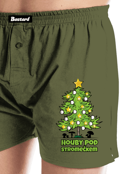 Houby pod stromečkem pánské trenky Khaki