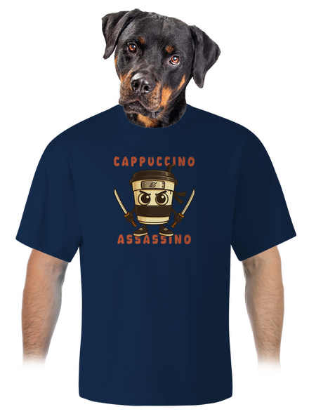 Cappuccino Assassino – Italian Brainrot unisex tričko oversized Midnight Blue