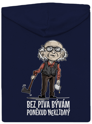 Neklidný bez piva pánská mikina na zip Navy