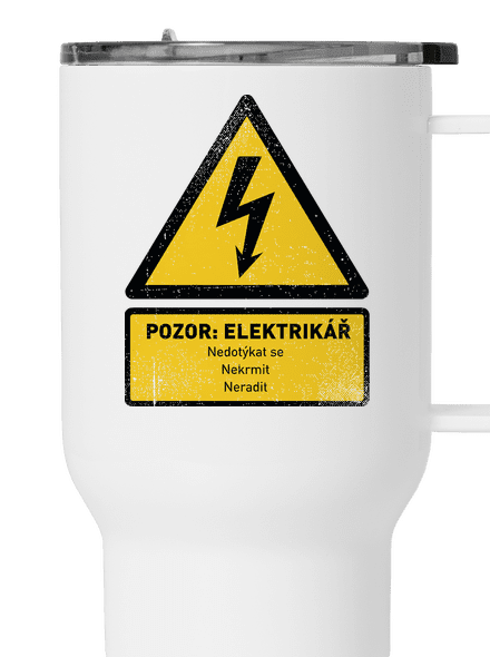 Pozor elektrikář termohrnek White