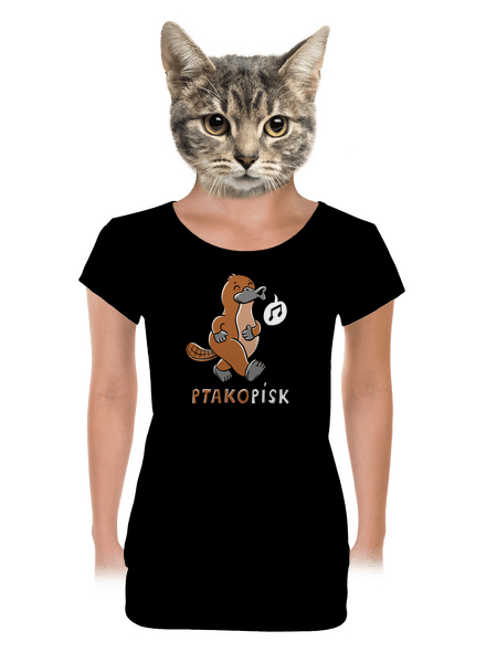 Ptakopísk dámské tričko s lemem Black