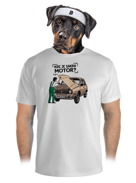 Kde je motor? pánské sportovní tričko White