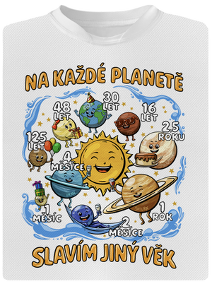 Věk na planetách dětské sportovní tričko White