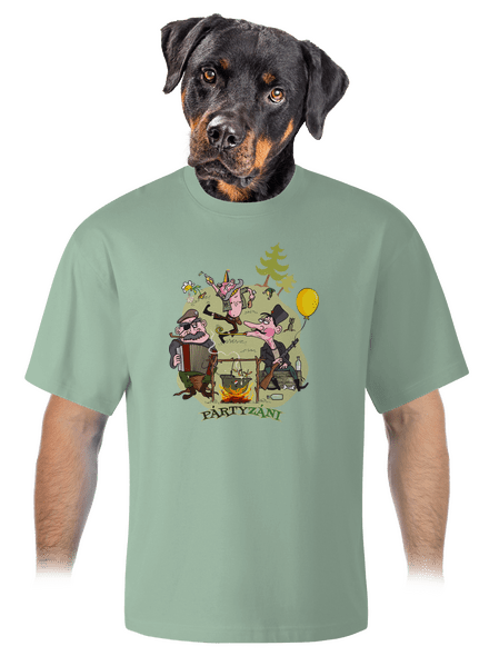 Pártyzáni unisex tričko oversized Sage
