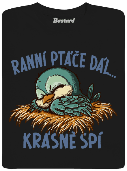 Ranní ptáče spí pánské tričko Black