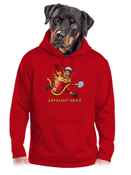 Zapálený hasič a hasička pánská mikina klokanka Red