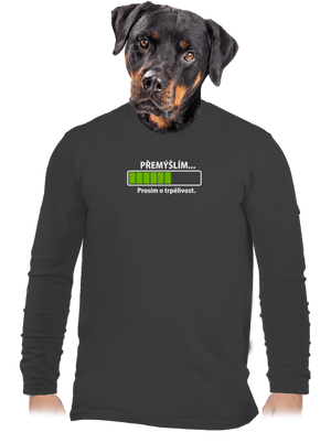 Přemýšlím pánské dlouhý rukáv Dark Grey