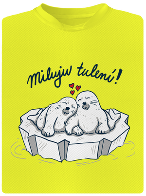 Miluju tulení dětské sportovní tričko Neon Yellow