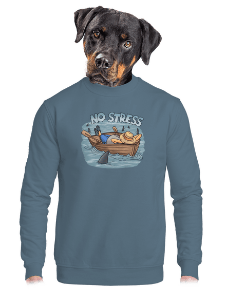 No stress unisex mikina bez kapuce Nordic Blue