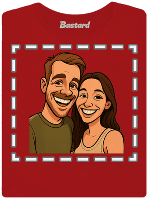 Karikatura z vlastní fotky dámské tričko Red Mal