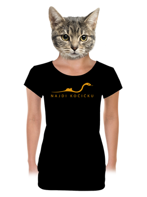 Najdi kočičku dámské tričko s lemem Black