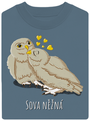 Sova něžná unisex mikina bez kapuce Nordic Blue