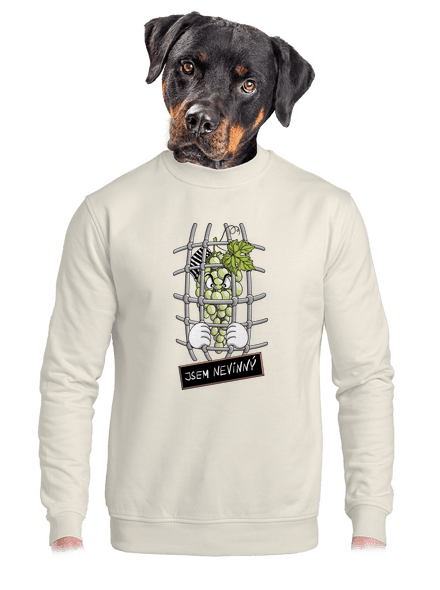 Nevinný Hrozen unisex mikina bez kapuce Off White
