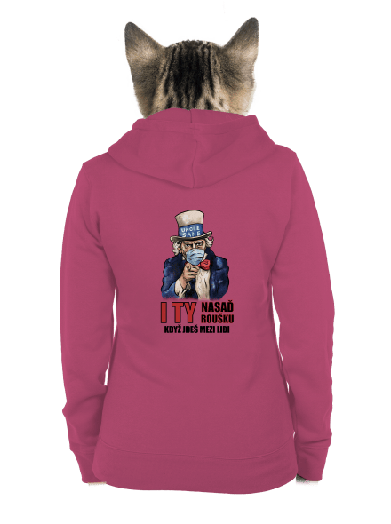 Nasaď roušku dámská mikina na zip Magenta