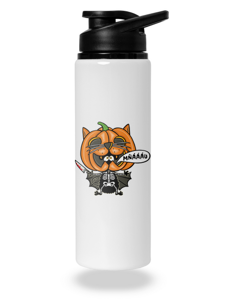 Halloweenská kočička lahev na vodu White