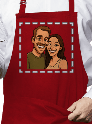 Karikatura z vlastní fotky zástěra Red