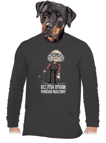 Neklidný bez piva pánské dlouhý rukáv Dark Grey