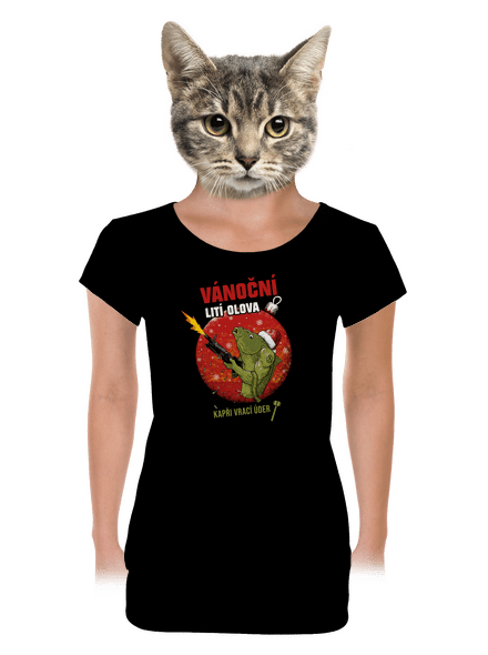 Vánoční lití olova dámské tričko s lemem Black