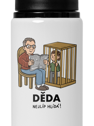 Děda hlídá lahev na vodu White