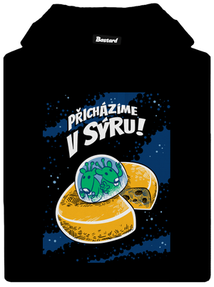 Přicházíme v sýru pánská mikina klokanka Black