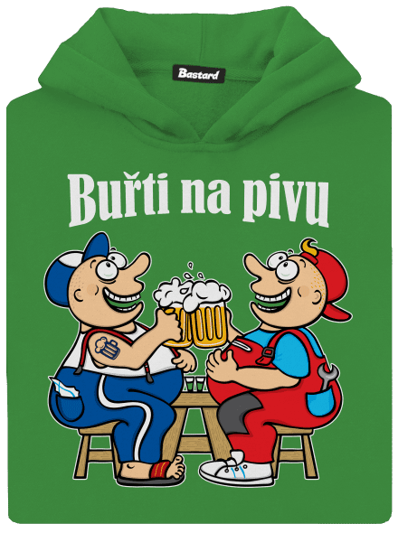 Buřti na pivu dětská mikina klokanka Kelly Green AWD
