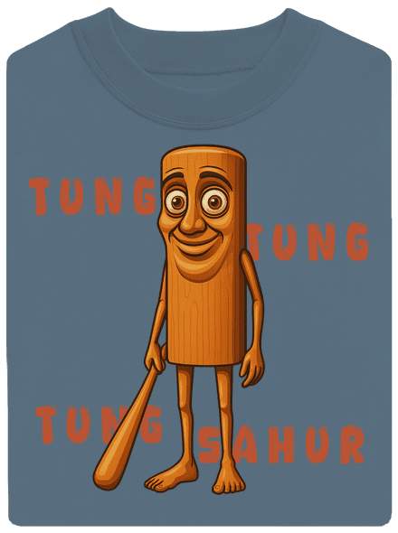Tung Tung Tung Sahur – Italian Brainrot unisex mikina bez kapuce Nordic Blue