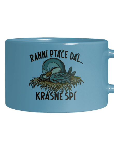 Ranní ptáče spí hrnek makronka Blue Macaron