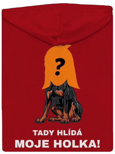 Tady hlídám já pánská mikina na zip Red