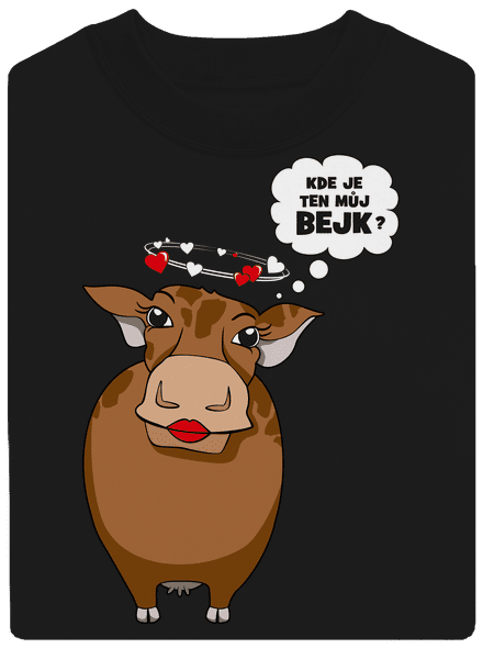 Kráva a bejk unisex mikina bez kapuce Black
