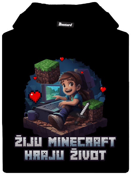 Žiju Minecraft dětská mikina klokanka Black