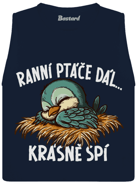 Ranní ptáče spí dámské tílko volné Navy