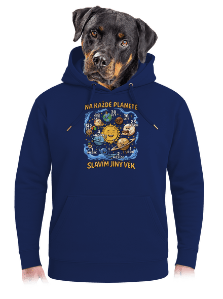 Věk na planetách unisex mikina premium Navy