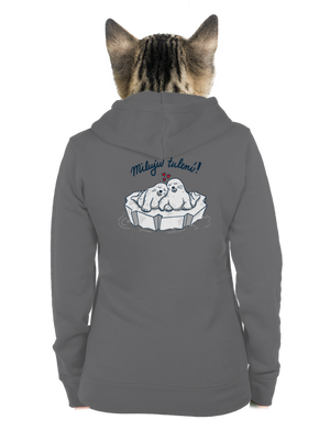 Miluju tulení dámská mikina na zip Steel Gray