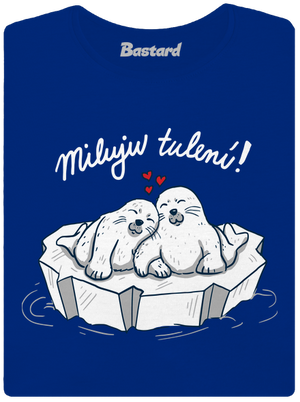 Miluju tulení dámské tričko s lemem Royal Blue Mal