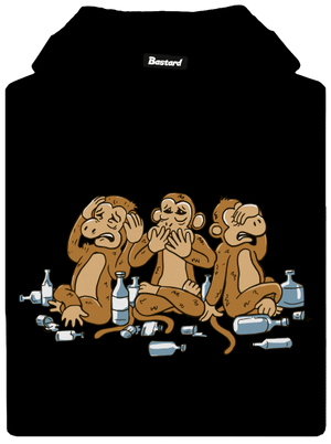 Trojnásobná opice pánská mikina klokanka Black