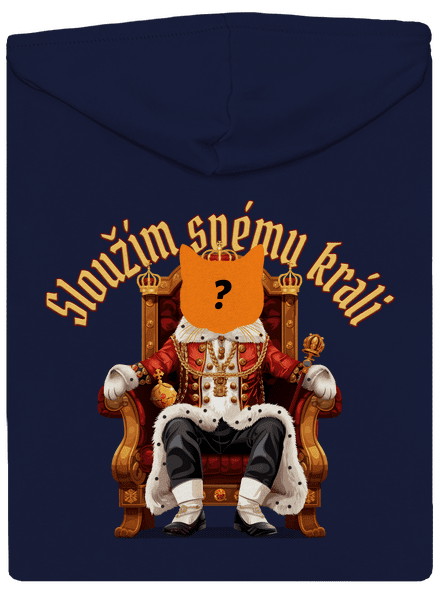 Sloužím svému králi pánská mikina na zip Navy