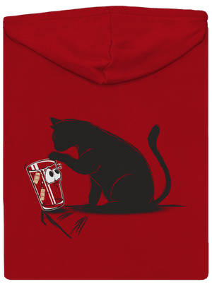 Kočka a sklenice pánská mikina na zip Red
