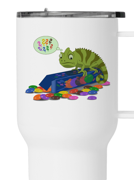 Zmatený chameleon termohrnek White